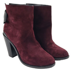 RAG & BONE Women's Kerr Nubuck Suede Back-Tab Red Ankle Bootie Shoe Size EU 37.5